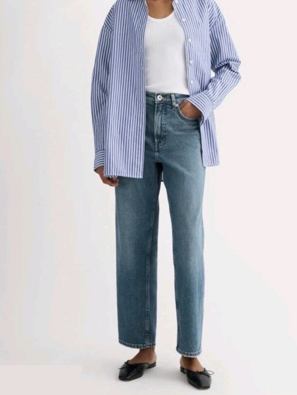 Everlane Size 28 The 90's Way High High Organic Cotton Blue Jeans Button Fly